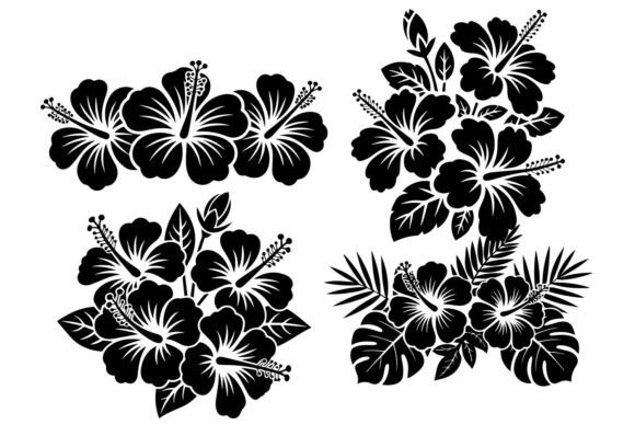 Download Hibiscus Flower Silhouette Svg - Silhouette svg Collection